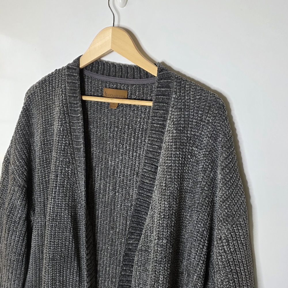 Koolaburra by UGG thick grey chenille oversized pocket front cardigan sweater - Picture 4 of 9